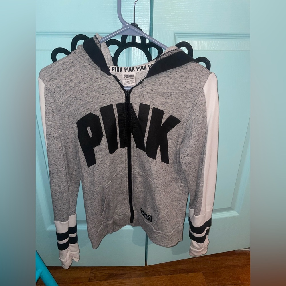 Grey PINK zip-up sweatshirt